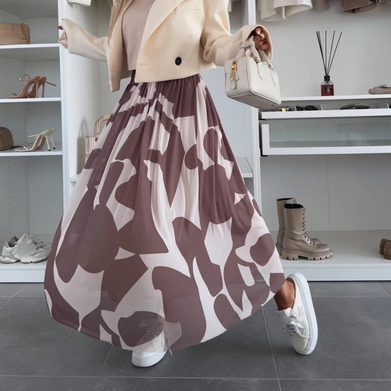 ☀️Novità inizio estate 2025 👗Gonna lunga da donna con stampa alla moda e elastico in vita