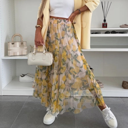 ☀️Novità inizio estate 2025 👗Gonna lunga da donna con stampa alla moda e elastico in vita