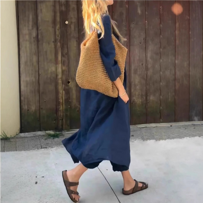 🌞👚Completo estivo da donna composto da 2 pezzi con vestibilità ampia, scollo a V e tasca🌸