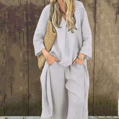 🌞👚Completo estivo da donna composto da 2 pezzi con vestibilità ampia, scollo a V e tasca🌸