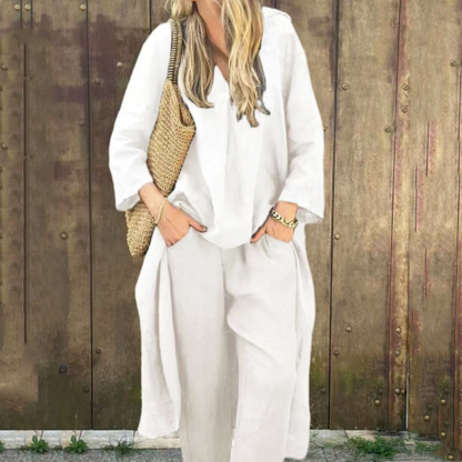 🌞👚Completo estivo da donna composto da 2 pezzi con vestibilità ampia, scollo a V e tasca🌸