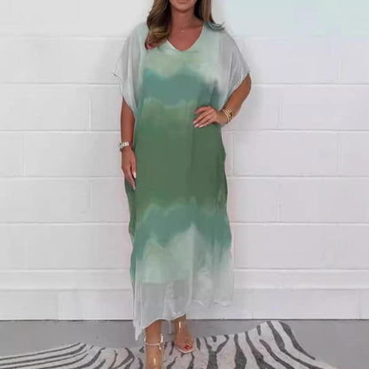✨ Bequemes, lässiges Chiffon-Dip-Dye-Kleid für Damen