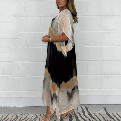 ✨ Bequemes, lässiges Chiffon-Dip-Dye-Kleid für Damen
