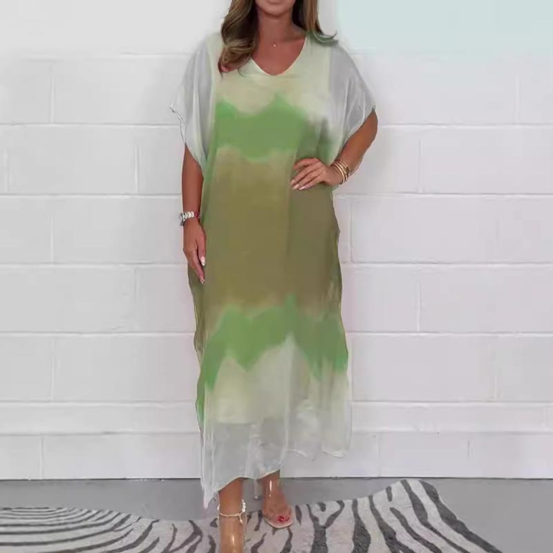✨ Bequemes, lässiges Chiffon-Dip-Dye-Kleid für Damen