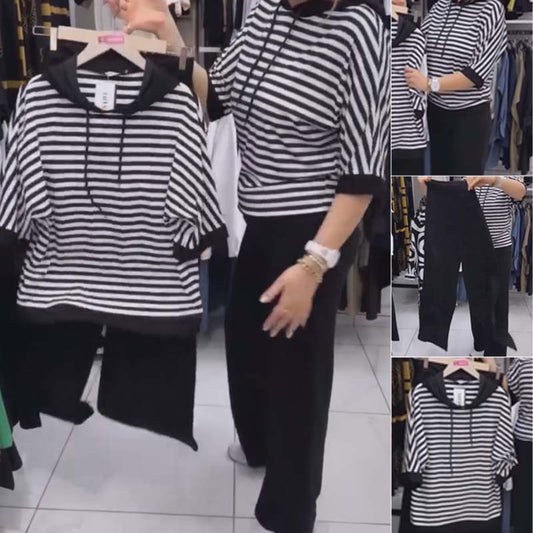 🎁Bargains 50% OFF🔥Women's Striped Top &amp; Solid Pants Set