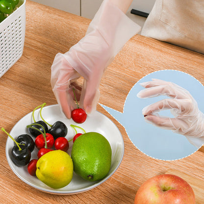 Food -like transparent reinforced disposable gloves