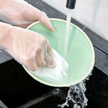 Food -like transparent reinforced disposable gloves