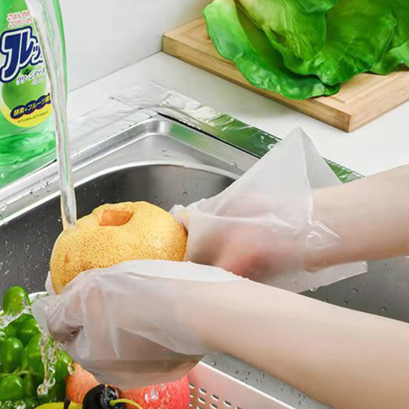 Food -like transparent reinforced disposable gloves
