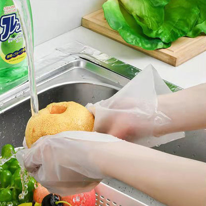 Food -like transparent reinforced disposable gloves