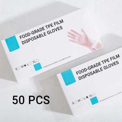 Food -like transparent reinforced disposable gloves