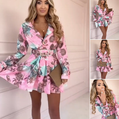 📣👗2025 New model Limited Drop 50% OFF📣Women's Fashion Floral Waisted Long Sleeve Dresses