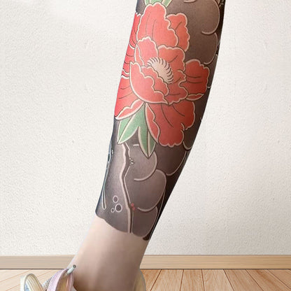 🔥Saldi 2025🔥Calze unisex a vita alta con tatuaggio floreale