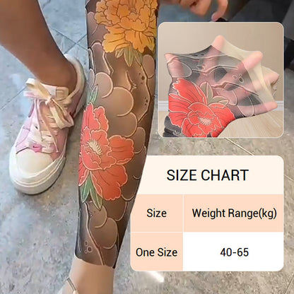 🔥Saldi 2025🔥Calze unisex a vita alta con tatuaggio floreale