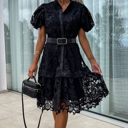 🌸👗Speciale Giorno della Dea🎉SCONTO DEL 50%! Abito vintage da donna a maniche corte con pizzo traforato