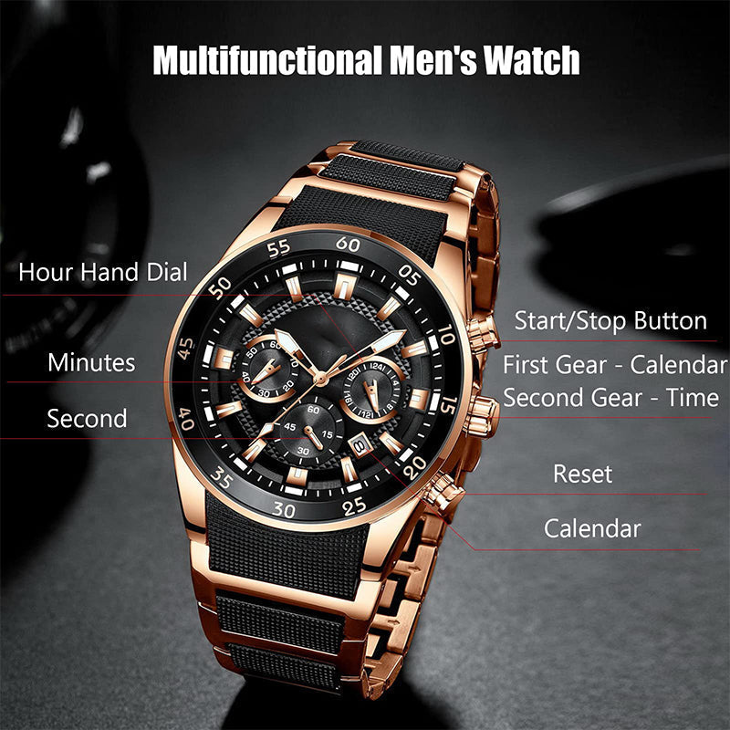 🔥Reloj de cuarzo multifuncional resistente al agua para hombre.