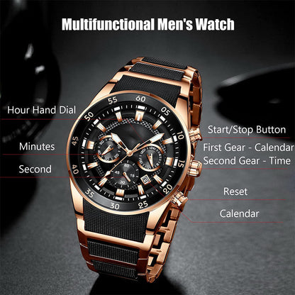 🔥Waterdicht multifunctioneel quartzhorloge voor heren