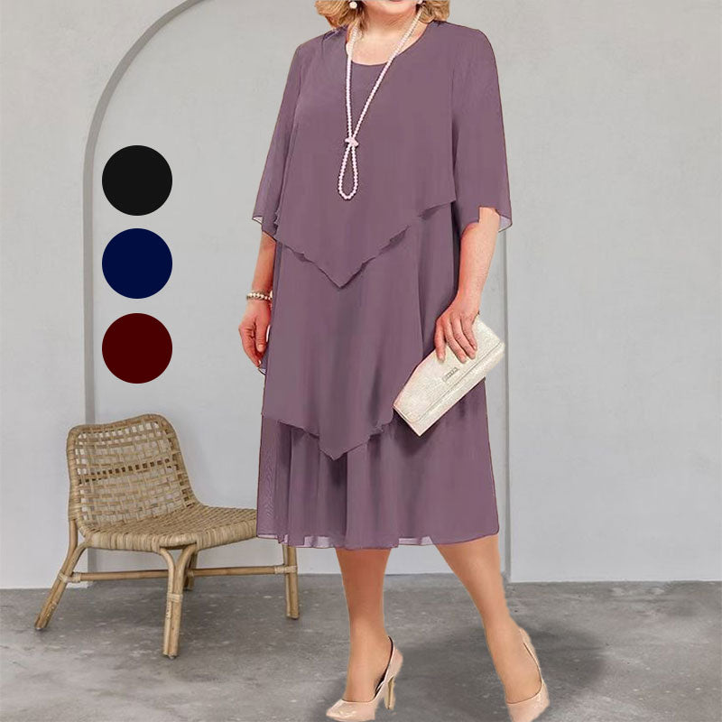 👗50% korting🔥Midi-jurk met laagjeslook in grote maten