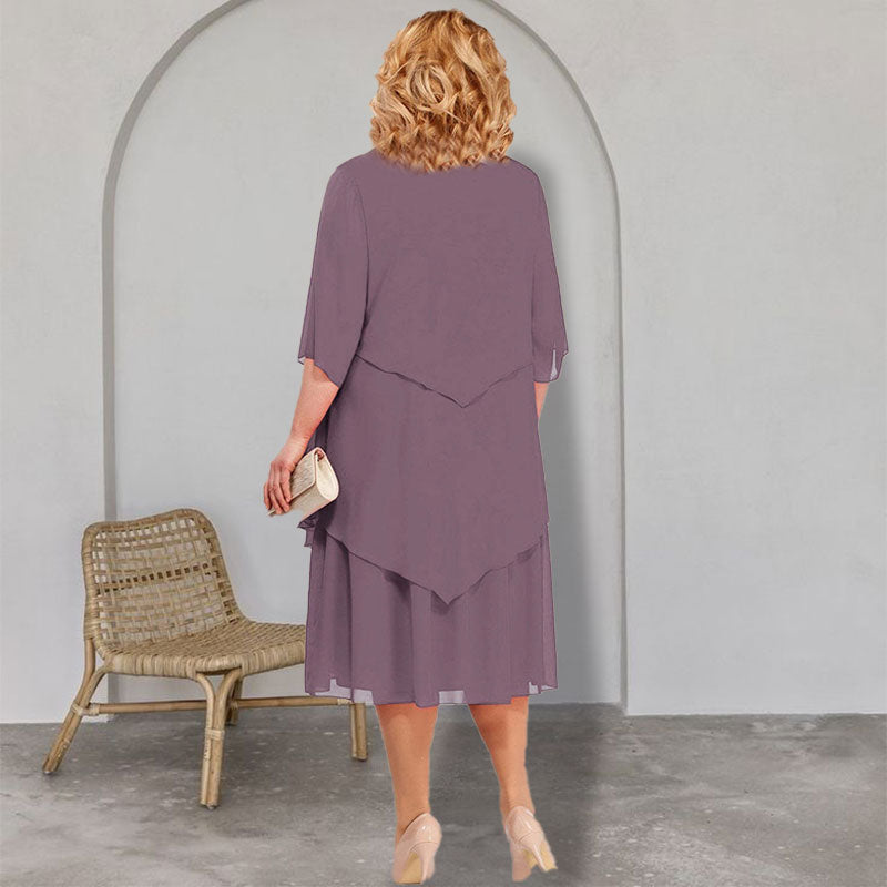 👗50% korting🔥Midi-jurk met laagjeslook in grote maten