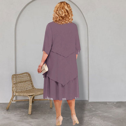 👗50% korting🔥Midi-jurk met laagjeslook in grote maten