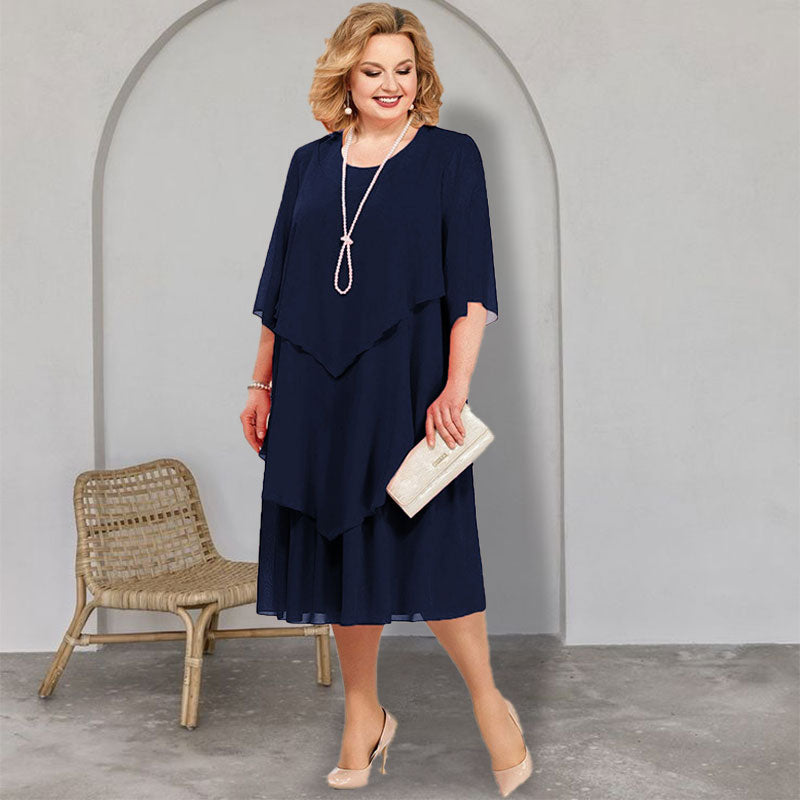 👗50% korting🔥Midi-jurk met laagjeslook in grote maten
