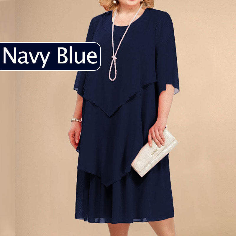👗50% korting🔥Midi-jurk met laagjeslook in grote maten