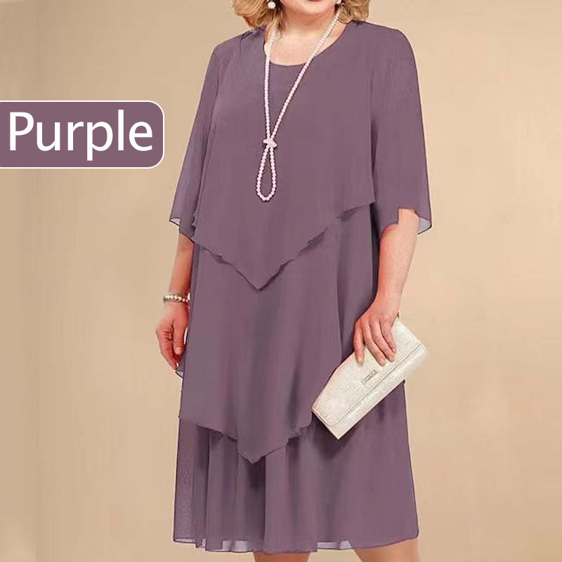 👗50% korting🔥Midi-jurk met laagjeslook in grote maten
