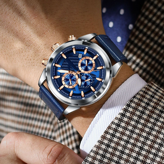 Casual elegant men's quartz train with a bright dial