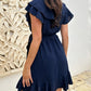 🎉Sommer Neuankömmlinge👗Elegantes Damen Taille Krawatte V-Ausschnitt Rüschenkleid