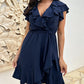 🎉Sommer Neuankömmlinge👗Elegantes Damen Taille Krawatte V-Ausschnitt Rüschenkleid