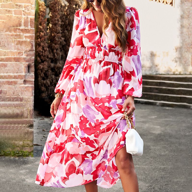 🔥Printed Casual V-Neck Boho Dress for Women🔥