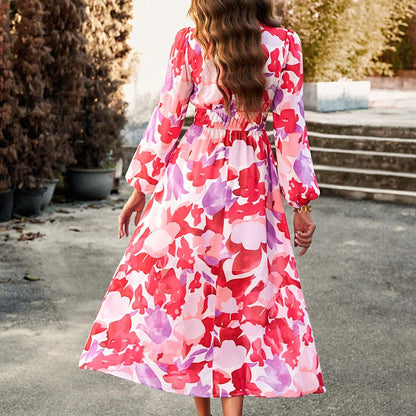 🔥Printed Casual V-Neck Boho Dress for Women🔥