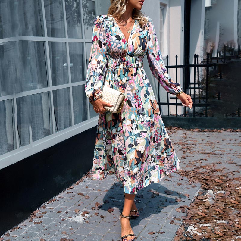 🔥Printed Casual V-Neck Boho Dress for Women🔥