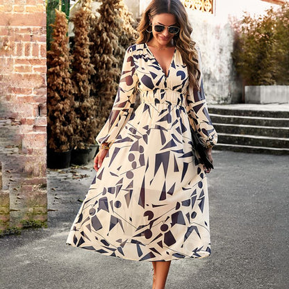 🔥Printed Casual V-Neck Boho Dress for Women🔥