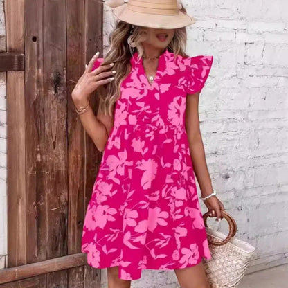 🌺V-neck dress with ruffled sleeves