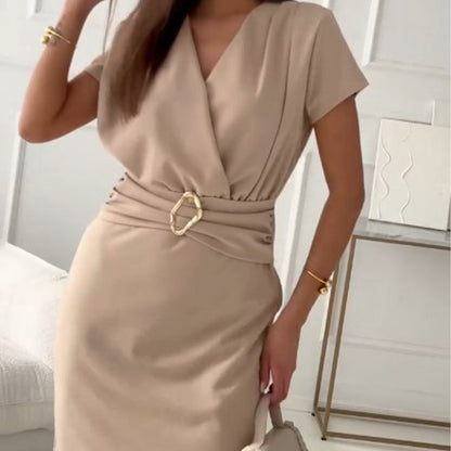 🌺2025 Sommer Neuankömmlinge👗V-Ausschnitt Kurzarm Kurzes Kleid mit Cinched Taille
