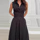 💖💖💖Ärmelloses Damenhemd-Maxikleid mit Taillenkrawatte