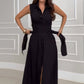 💖💖💖Ärmelloses Damenhemd-Maxikleid mit Taillenkrawatte