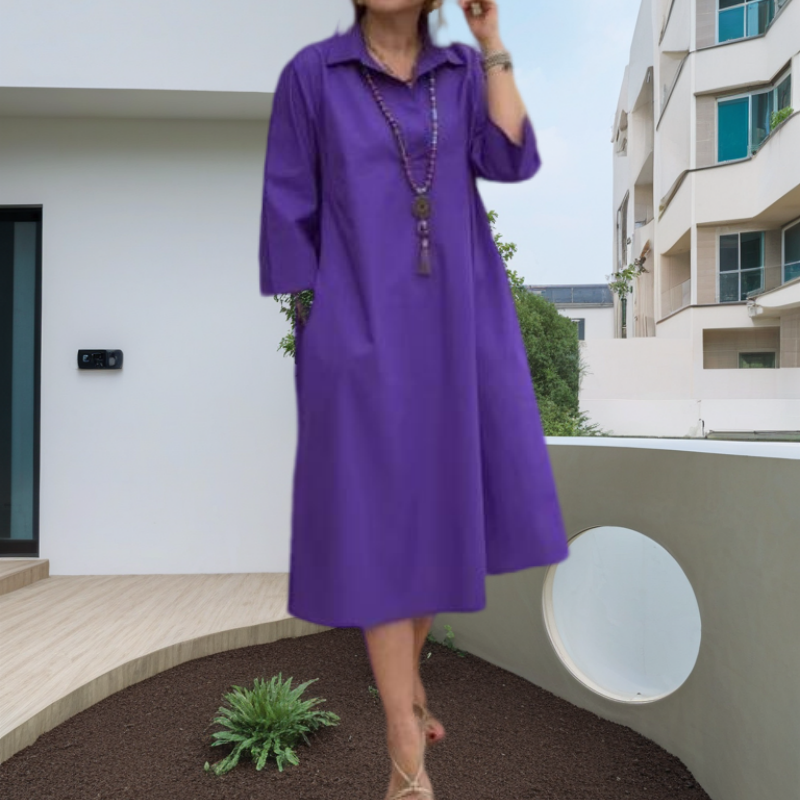 Robe de femme décontractée et monochrome avec des poches pratiques