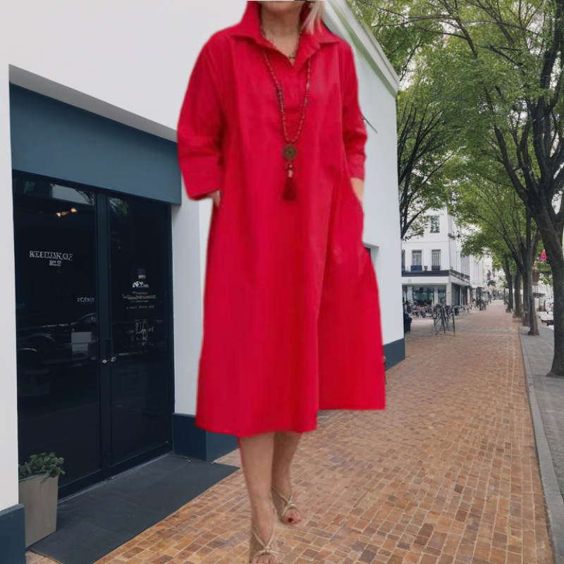 Robe de femme décontractée et monochrome avec des poches pratiques