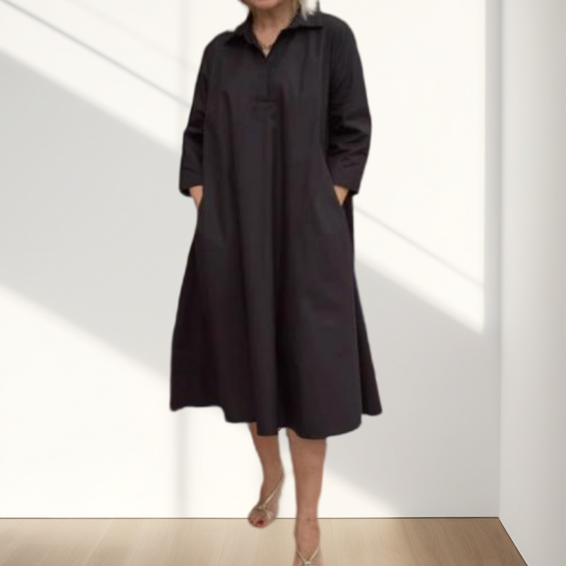 Robe de femme décontractée et monochrome avec des poches pratiques