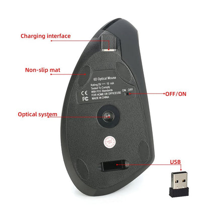 🖱Mouse ottico verticale ergonomico, wireless e ricaricabile tramite USB