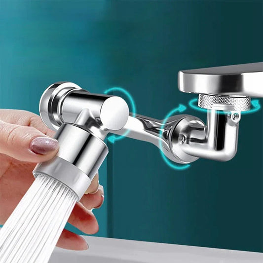 Multifunctional, splash -protected tap extension with swivel arm