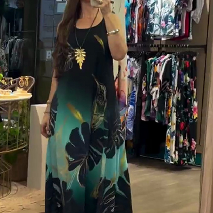 💥50% korting 🌸Losse, gebloemde mouwloze maxi-jurk voor dames