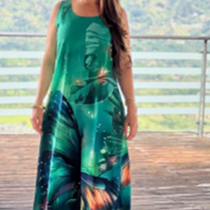 💥50% korting 🌸Losse, gebloemde mouwloze maxi-jurk voor dames