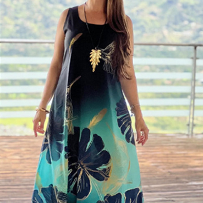💥50% korting 🌸Losse, gebloemde mouwloze maxi-jurk voor dames