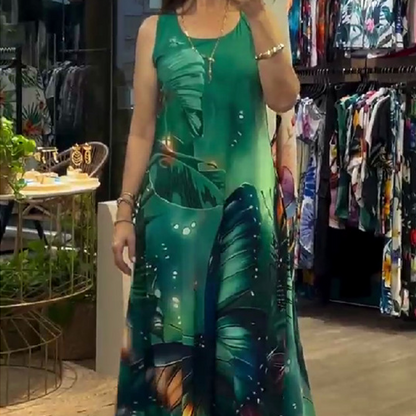 💥50% korting 🌸Losse, gebloemde mouwloze maxi-jurk voor dames