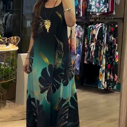 💥50% korting 🌸Losse, gebloemde mouwloze maxi-jurk voor dames