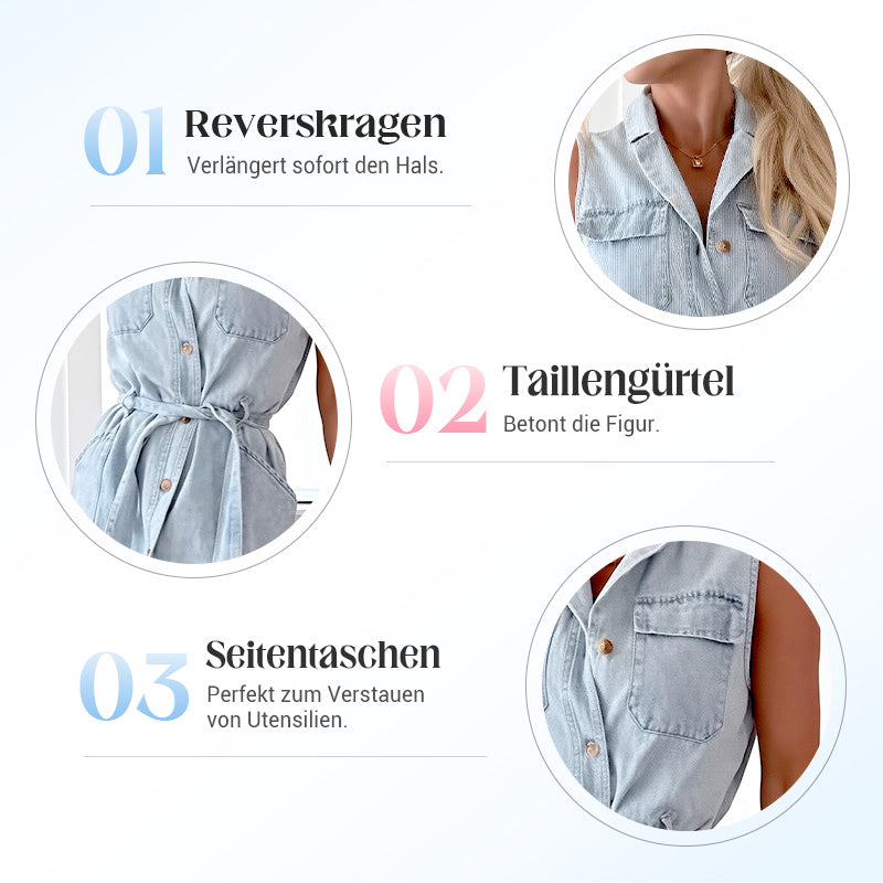 🌺Nuovi arrivi 2025 - 50% di sconto⏳Abito midi in denim da donna con cintura