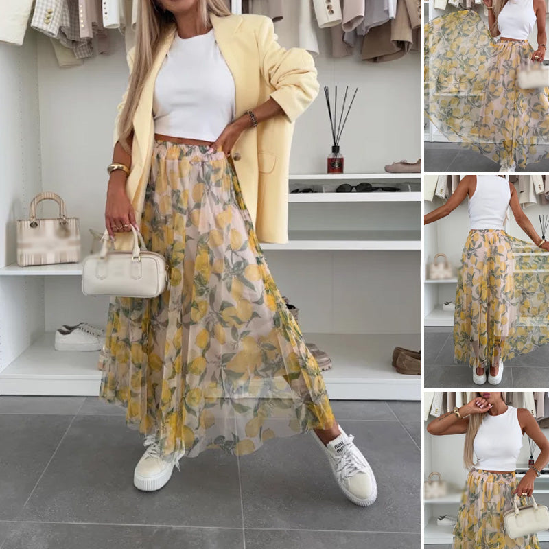 Gonna di tulle stampata casual da donna