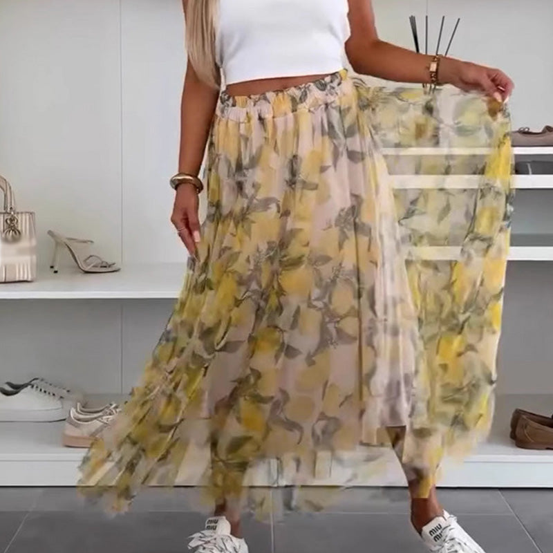 Gonna di tulle stampata casual da donna